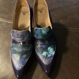 John Fluevog purple and blue heels. Size 8 . Handsome shoes!